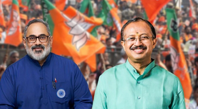ബിജെപിയിൽ പാർലമെൻ്ററി പാർട്ടി നേതാവാകാൻ തമ്മിലടിയുമായി രാജീവ് ചന്ദ്രശേഖറും വി. മുരളീധരനും